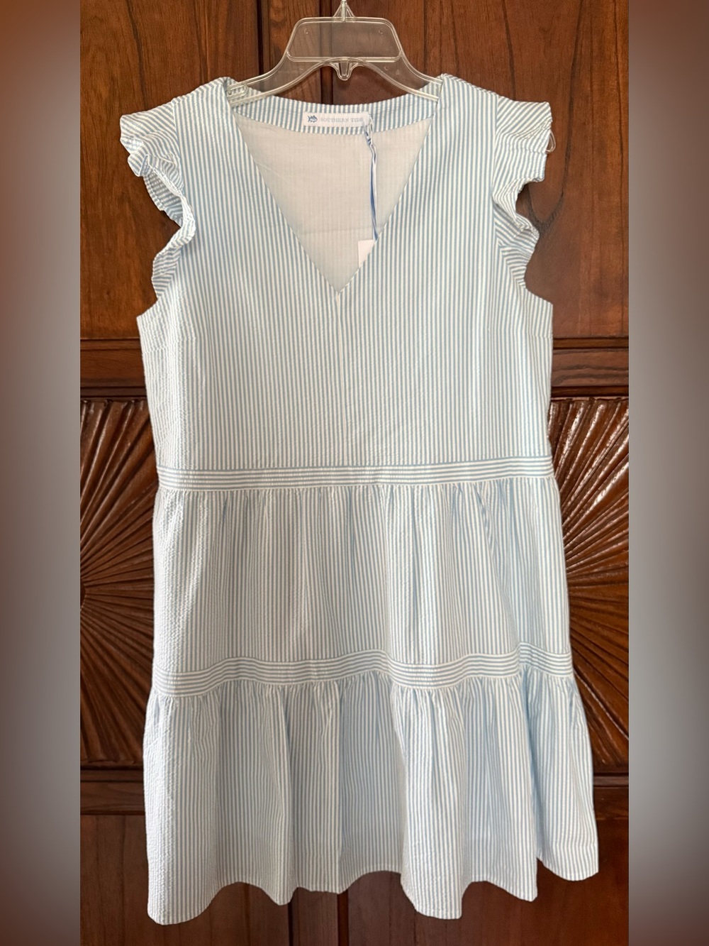 Southern Tide NWT Evelyn Seersucker Stripe Tiered Dress - Size Small